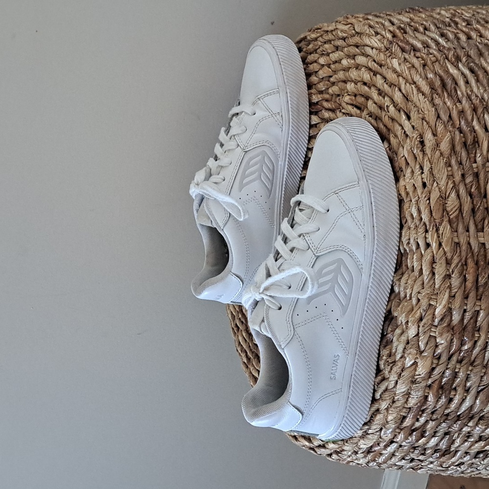 Cariuma Womens Salvas White Leather‎ Casual Sneakers Padded Cork Footbed Size 8
